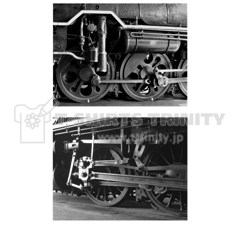 鉄道写真コレクション No 029 蒸気機関車の動輪2種 比較 Sl写真 白い文字 デザインtシャツ通販 Tシャツトリニティ