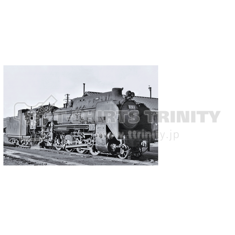 ヴィンテージ鉄道写真 No.011 蒸気機関車 D51型1号機 一戸機関区にて (横長レイアウト)