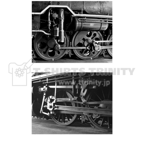 鉄道写真コレクション No.029 蒸気機関車の動輪2種 SL写真 (写真小さめ/白い文字バージョン)