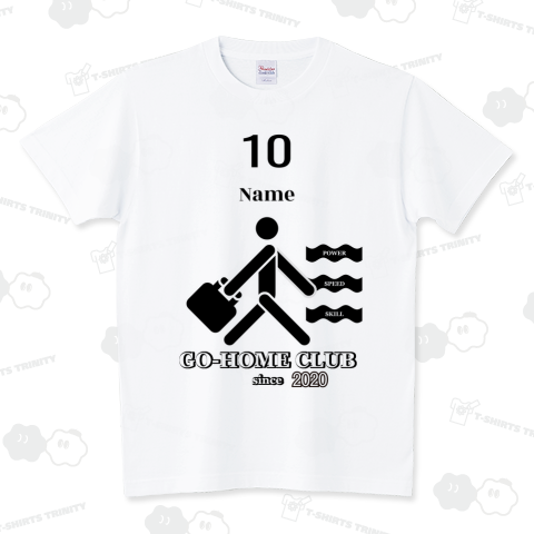 GO-HOME CLUB(帰宅部)前面番号Ver スタンダードTシャツ(5.6オンス)