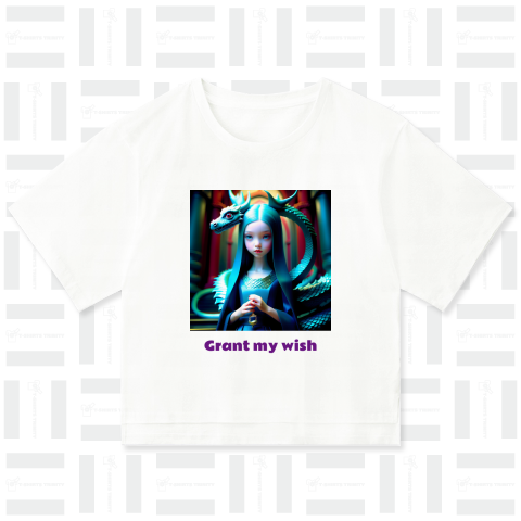 青い髪の少女と龍 〜Grant my wish〜 レディースオーバーTシャツ(6.2オンス)