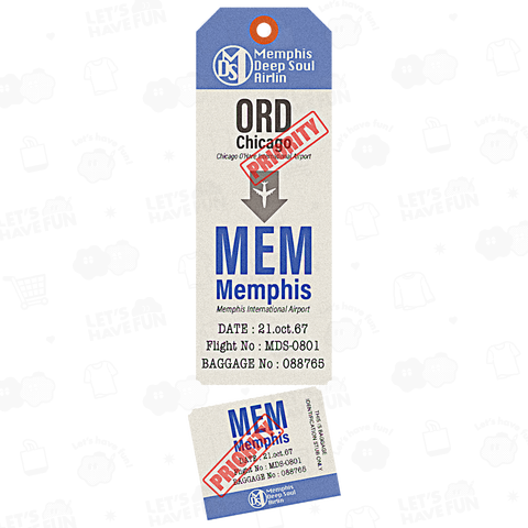 baggage label ORD --- > MEM