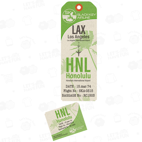 baggage label LAX --- > HNL