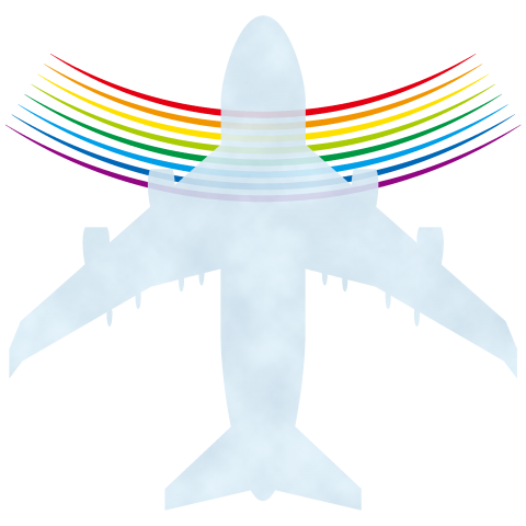 虹を横断する飛行機 クラウド