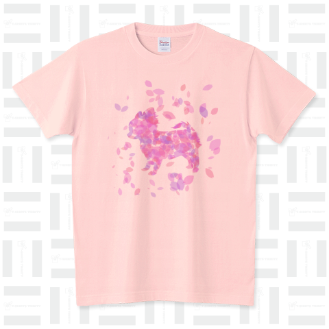 チワワと桜のシルエットTシャツ