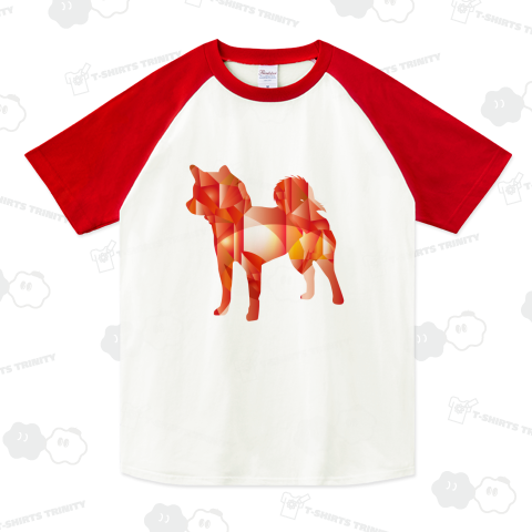 柴犬ルビーのシルエットTシャツ - 誕生石7月 ラグランTシャツ(5.6オンス)