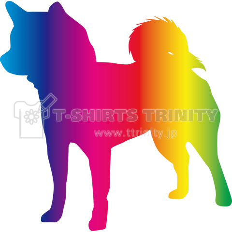 スペクトルな柴犬シルエットtシャツ デザインtシャツ通販 Tシャツトリニティ
