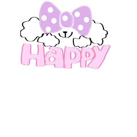 happy poodle_ribbon purple