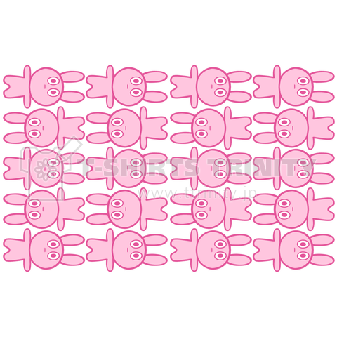 ころっころうさぎ 整列(桃色・横)