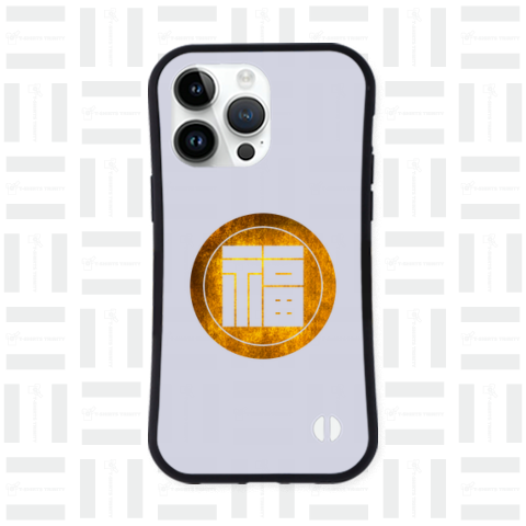 家紋 丸に地抜き福の角字 -01 金箔フェイク柄 カスタマイズ可能