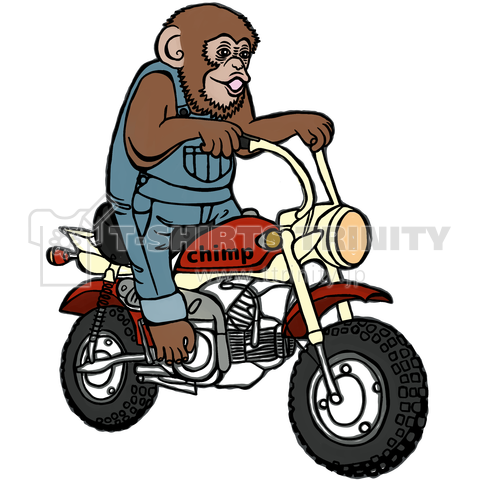 お猿さんバイクに乗る