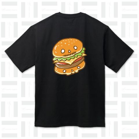 【バックプリント】ドクロ風味なハンバーガー
