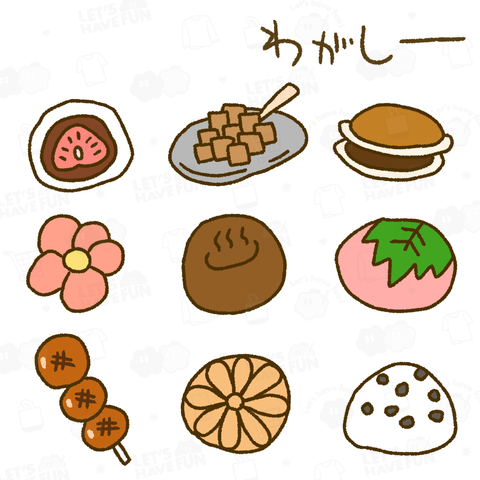 【バックプリント】画伯チックな和菓子