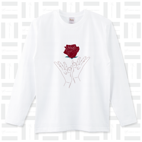薔薇(白) ロングTシャツ(5.6オンス)