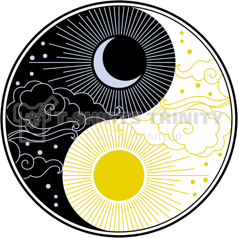 太陽と月の太極図02 背中 デザインtシャツ通販 Tシャツトリニティ