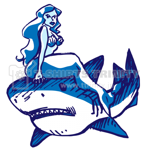 サメと人魚 カラー デザインtシャツ通販 Tシャツトリニティ