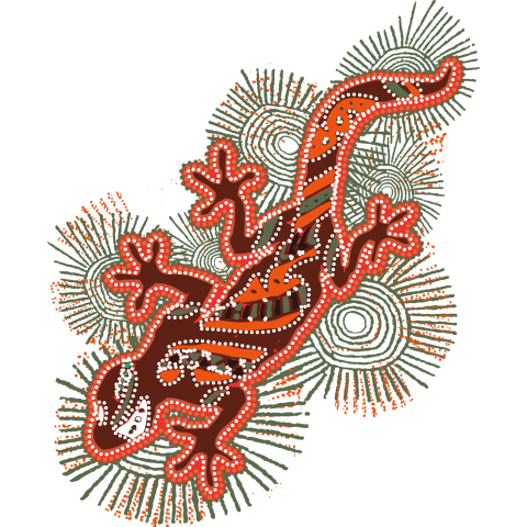 トカゲ01☆TOKAGE01☆アボリジナルアート風 オーストラリア先住民族アボリジナルが描くアート風に仕上げました。