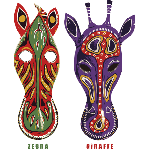 アフリカンアート☆アフリカの動物仮面:design : ゼブラu0026キリン（スウェット）|デザインTシャツ通販【Tシャツトリニティ】
