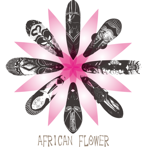 アフリカンアート★アフリカの仮面による花:design : A