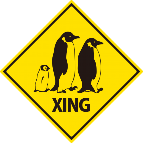ペンギン親子が横断中 注意標識 A デザインtシャツ通販 Tシャツトリニティ
