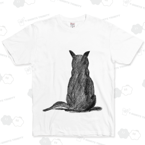 手書き猫の後ろ姿のTシャツ ベーシックTシャツ(5.0オンス)