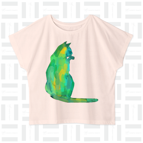 アートなエメラルドキャットTシャツ