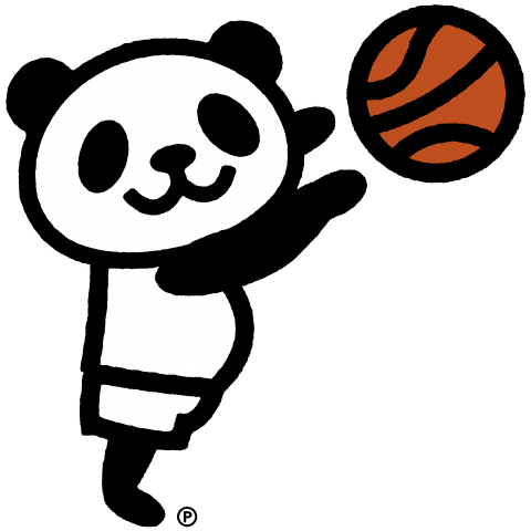 バスケットボールのシュート!するパンダ