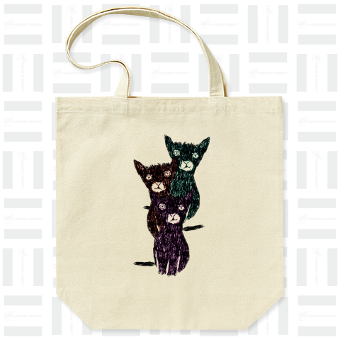 ネコのデザインTシャツ「三匹の黒猫」(Tシャツ・ロングTシャツ・スウェット・パーカー・ETC)