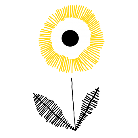 昭和レトロポップ花柄デザイン「YELLOW FLOWER」
