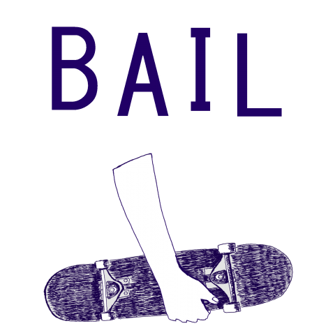 スケーターデザインTシャツ「BAIL」