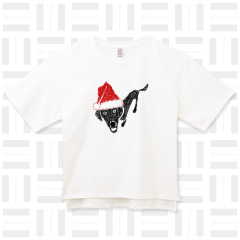 クリスマスTシャツ@サンタクロースな黒ラブ