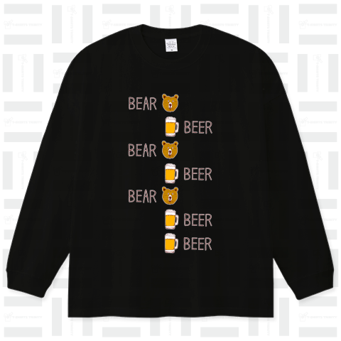 ビールデザインTシャツ「ベアビアベアビアベアビアビア」