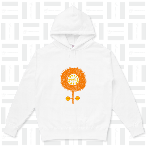 昭和レトロポップ花柄デザイン「オレンジフラワー」<おしゃれ用>*フラワーTシャツ特集に掲載されました!