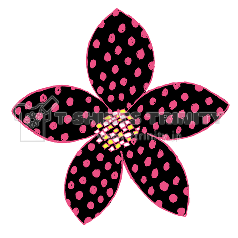 昭和レトロポップ花柄デザイン「ブラックフラワー」