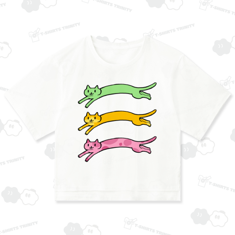 ねこねこねこ レディースオーバーTシャツ(6.2オンス)