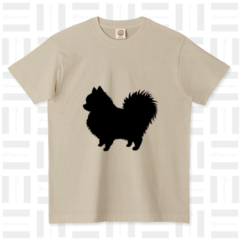 ポメラニアンのシルエット(黒)（Tシャツ）|デザインTシャツ通販【T