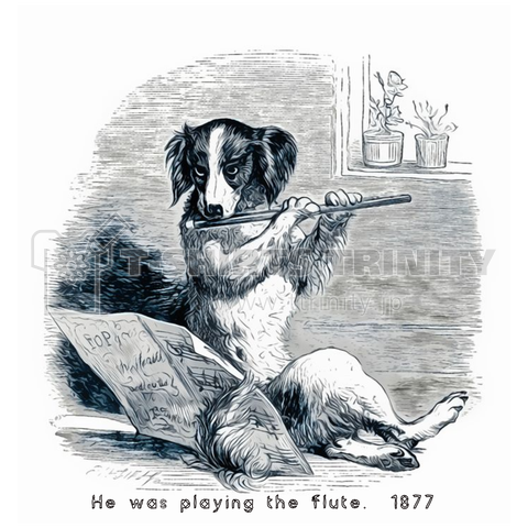 凛々しくフルートを奏でるワンコ♪He was playing the flute.1877