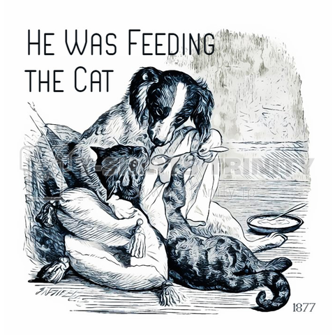 ワンコがネコにご飯☆He was feeding the cat 1877