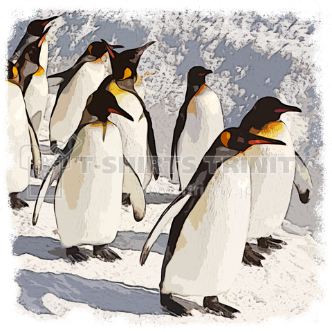 ペンギンの雪中散歩