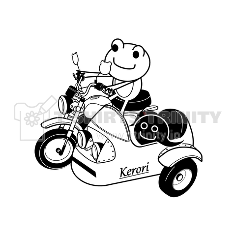 【バックプリント】バイク(カエルとオタマのサイドカー)