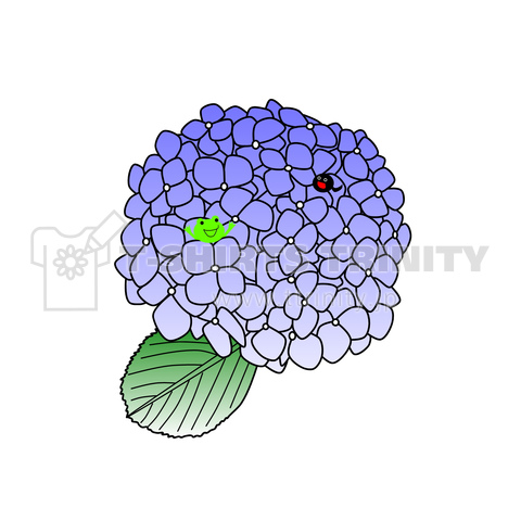 あじさい(カエルとオタマジャクシ)