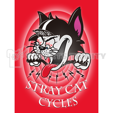 ローブローアート デザイン2 【 STRAY CAT CYCLES 】レトロカラー