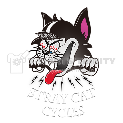 ローブローアート 4【 STRAY CAT CYCLES 】透過デザイン ホワイトフォント