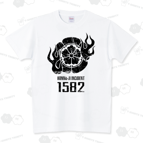 本能寺の変 1582(黒)Ver.02 (少しちっちゃい版) スタンダードTシャツ(5.6オンス)