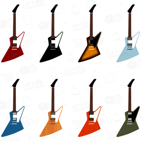 ギターがズラリ(色違い)