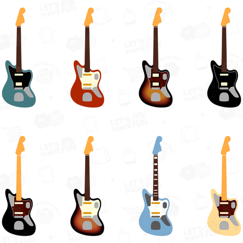 ギターがズラリ(色違い)