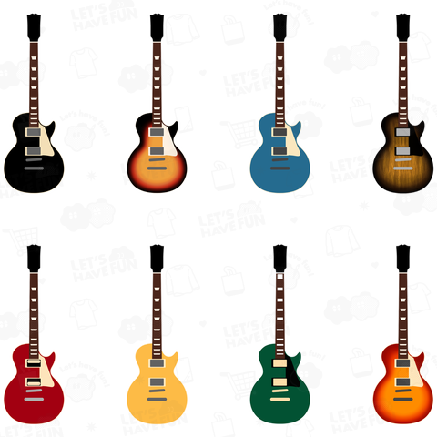 ギターがズラリ(色違い)