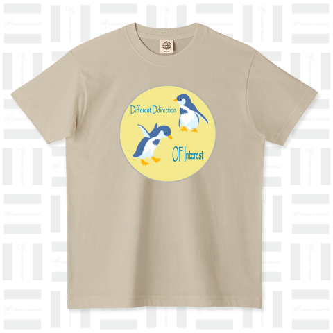 興味の方向が違うペンギン(ペンギン丸の内2) オーガニックコットンTシャツ(5.3オンス)