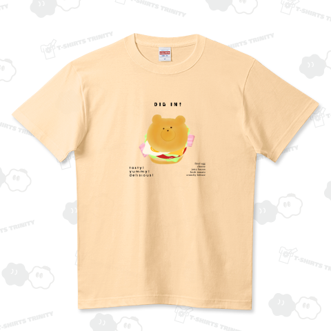 くまバーガー(背景色無し) ハイクオリティーTシャツ(5.6オンス)