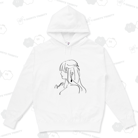 横顔の女の子(ポケットレスパーカー)|デザインTシャツ通販【T 横顔の女の子(ポケットレスパーカー)|デザインTシャツ通販【T